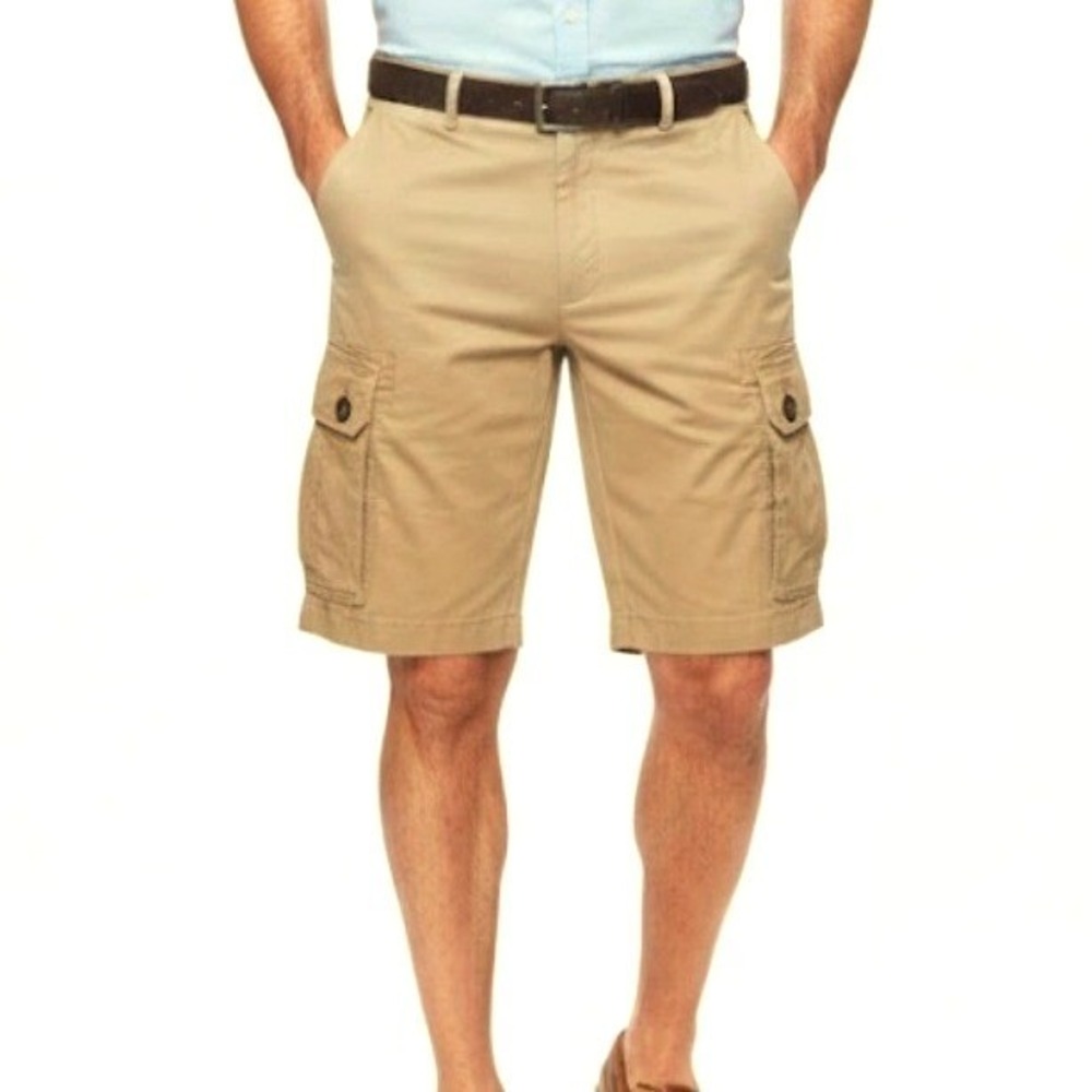 G&M Mens Khaki Cargo Shorts Rugged Washed Out Cotton Size 34 Ripstop‎ Workwear